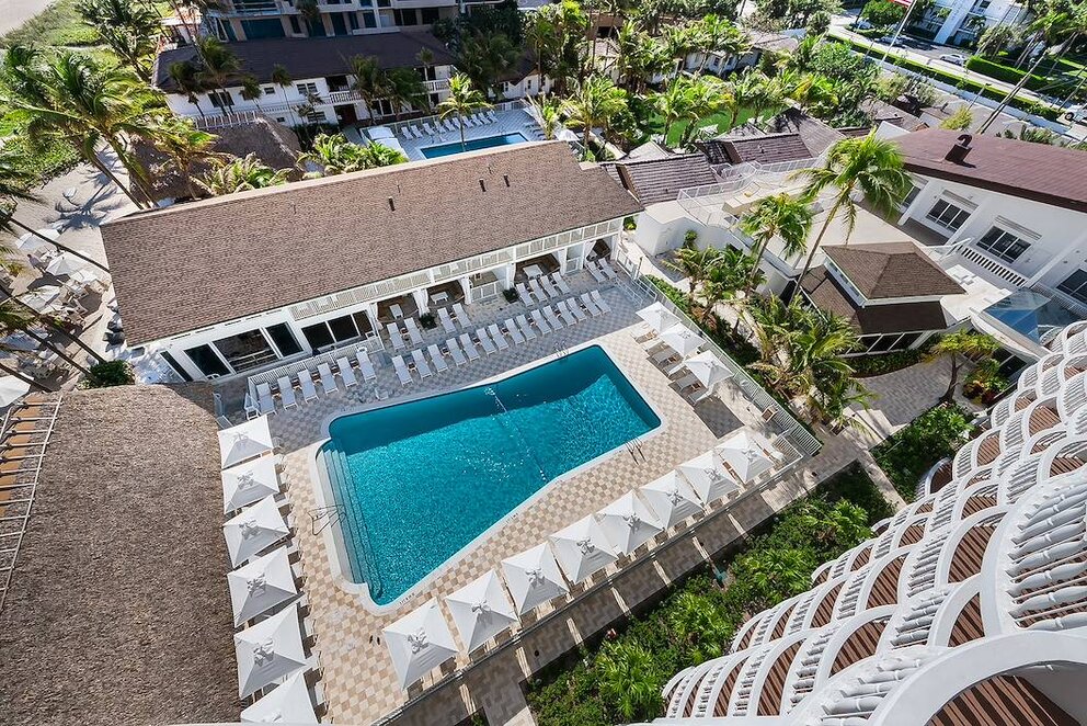 Aerial view of Beachcomber pools and public outside area